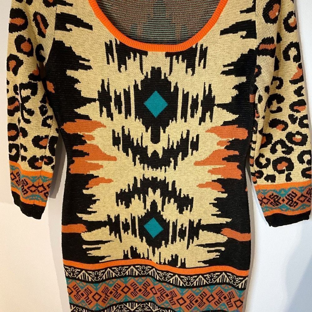 Flying Tomato Sweater Dress. Funky Leopard Aztec Design - Picture 4 of 9